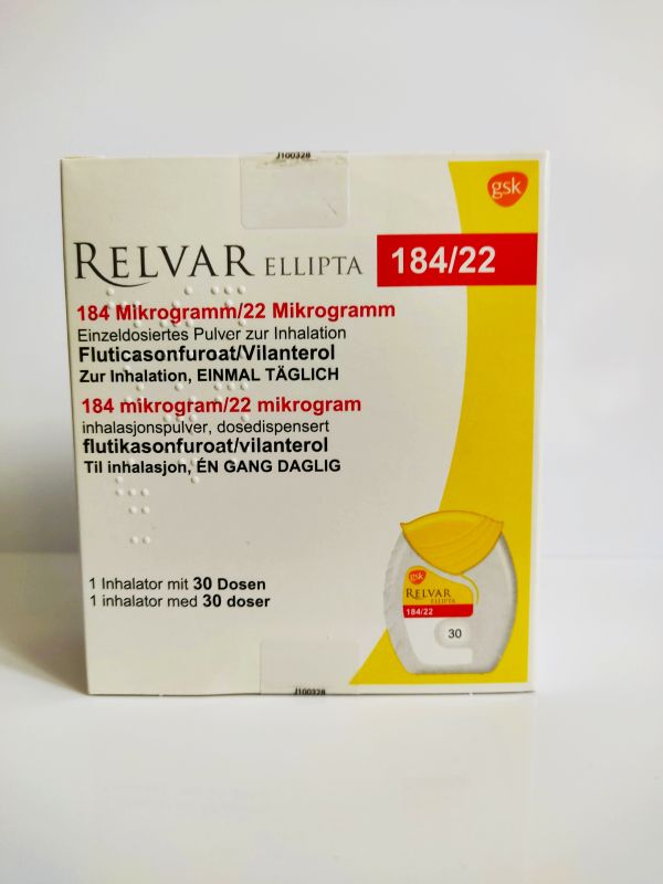 Релвар Еліпта порошок для інгаляцій 22 мкг + 184 мкг/доза + інгалятор 30 доз