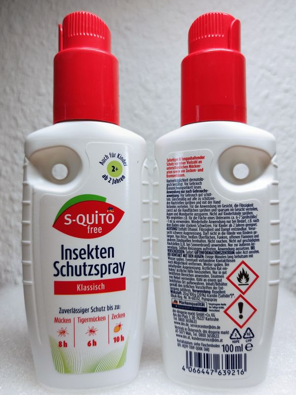 Захисний спрей від комарів, кліщів, мошок S-quitofree Insektenschutzspray Klassik 100 мл