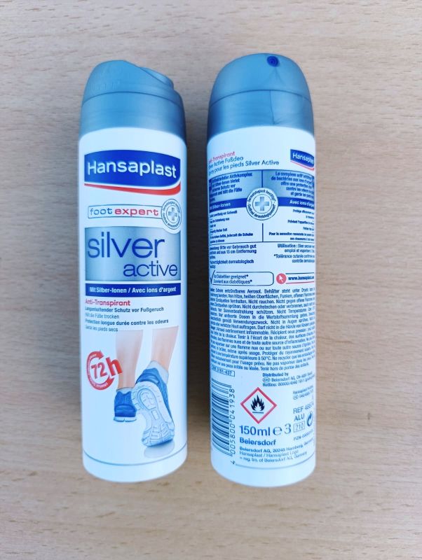 Дезодорант-антиперспірант для ніг 72 год від поту, неприємного запаху, грибка Hansaplast Silver Active 150 г Німеччина