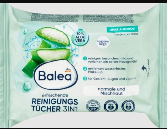 Серветки Балеа для зняття макіяжу 3-в-1 освіжаючі, 25 шт Валеа Німеччина