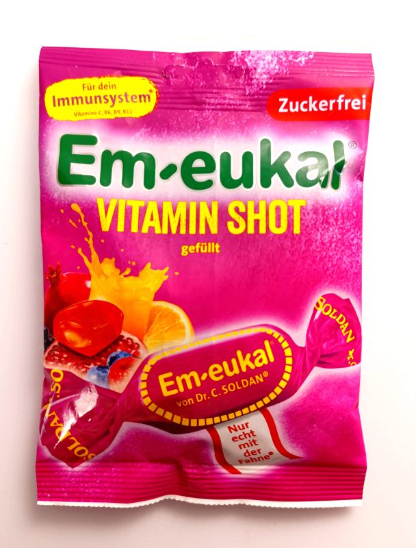 Вітамінно-фруктові цукерки EM-Eukal з вітамінною начинкою ImmunStark Vitamin-Shot Німеччина