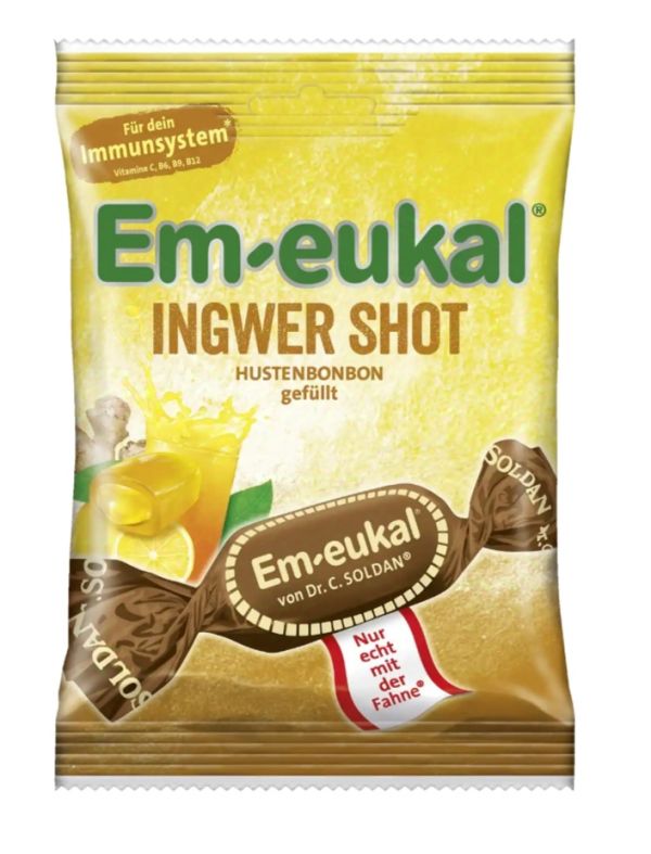 Льодяники від кашлю та болю в горлі з імбирно-вітамінною начинкою Em-Eukal, 75 г Німеччина Dr.C.Soldan Em-Eukal