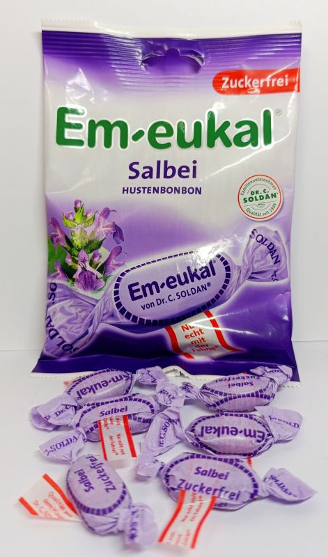 Льодяники з шавлією та вітаміном С Em-eukal від кашлю, болі в горлі та захриплості без цукру, 75 г Dr.C.Soldan Em-Eukal Німеччина