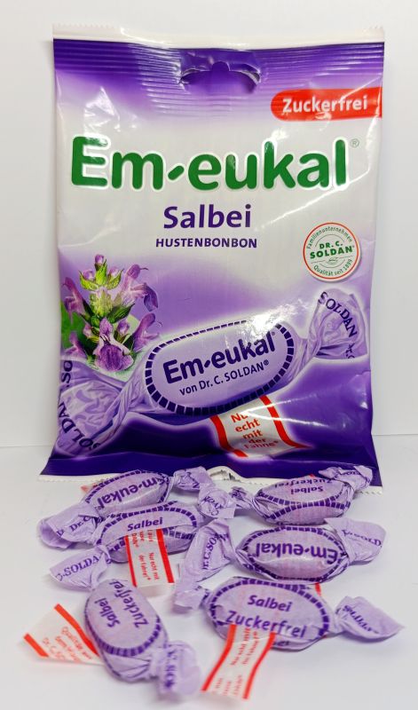 Льодяники з шавлією та вітаміном С Em-eukal від кашлю, болі в горлі та захриплості без цукру, 75 г Dr.C.Soldan Em-Eukal Німеччина