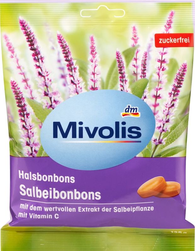 Міволіс Льодяники з шавлією з вітаміном С без цукру 125 грам Mivolis Німеччина.