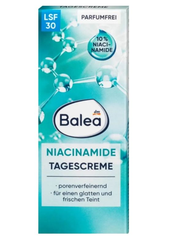 Балеа дневной крем для лица Ниацинамид витамин В3  SPF 30, Balea 50 мл