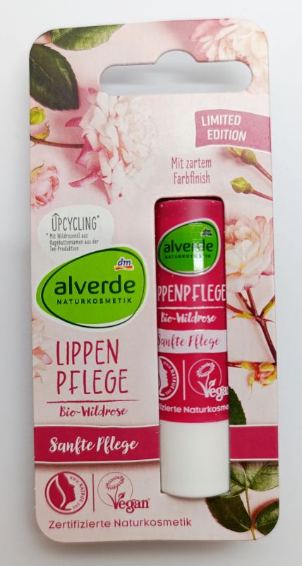 Алверде органічний бальзам для губ Alverde NATURKOSMETIK Lippenpflege Bio-Wildrose з відтінком троянди