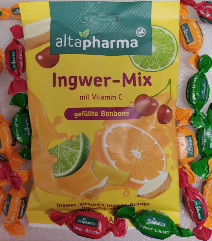 Альтафарма Імбирні Льодяники від кашлю з вітамінами 100 грам Ingwer Genuss Miischung Altapharma Німеччина