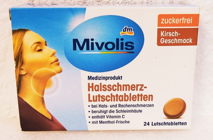 Mivolis  пастилки от боли в горле и першении в горле Halsschmerz-Lutschtabletten с вишневым вкусом (Kirsch-Geschmack 24 шт
